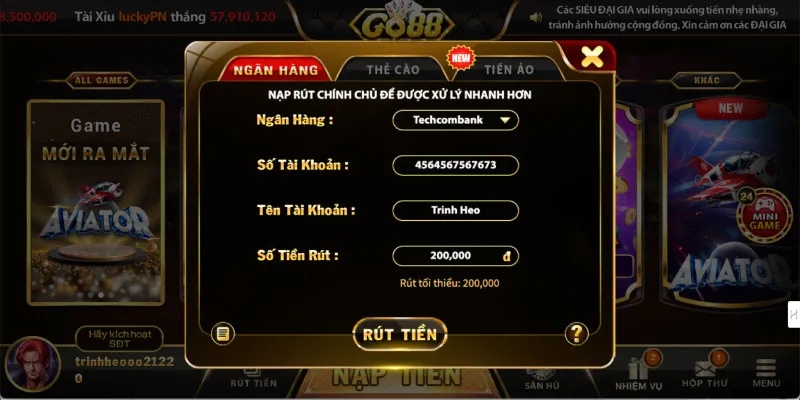 Hướng dẫn nạp rút Go88 3 Hướng dẫn nạp rút Go88 nhanh hơn