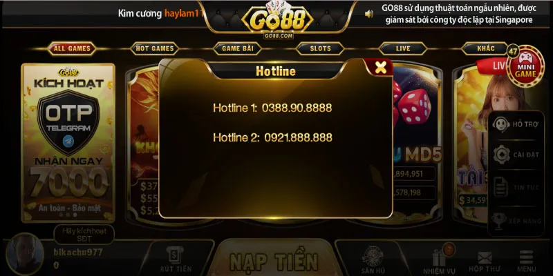 Khuyến mãi VIP Go88: Ưu đãi giá trị độc quyền 4 Hotline hỗ trợ giải đáp câu hỏi về khuyến mãi VIP